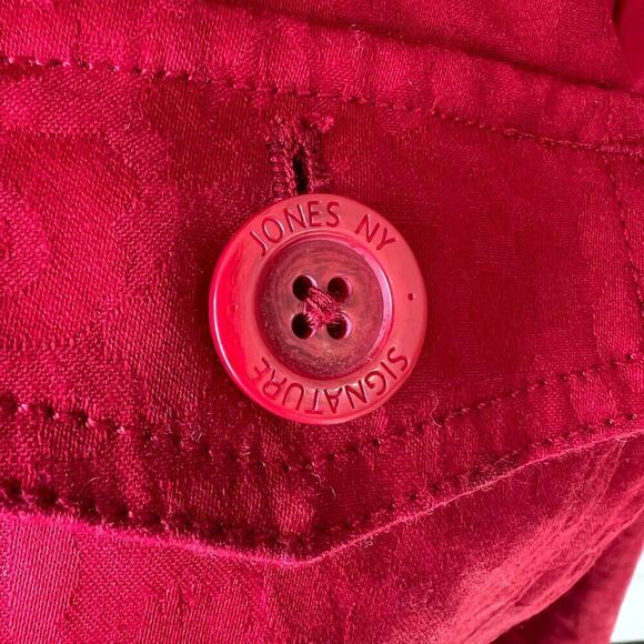 Jones New York Stretch Red Tone on Tone Cheetah Print Fitted Jacket Size M - Picture 4 of 12